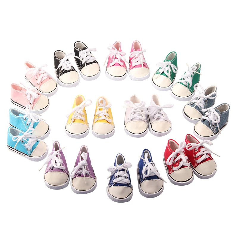 Canvas Cloth 7cm Shoes For 18 Inch American And 43cm New Born Baby Doll Shoes Clothes Accessories For Our generation Girl Dolls