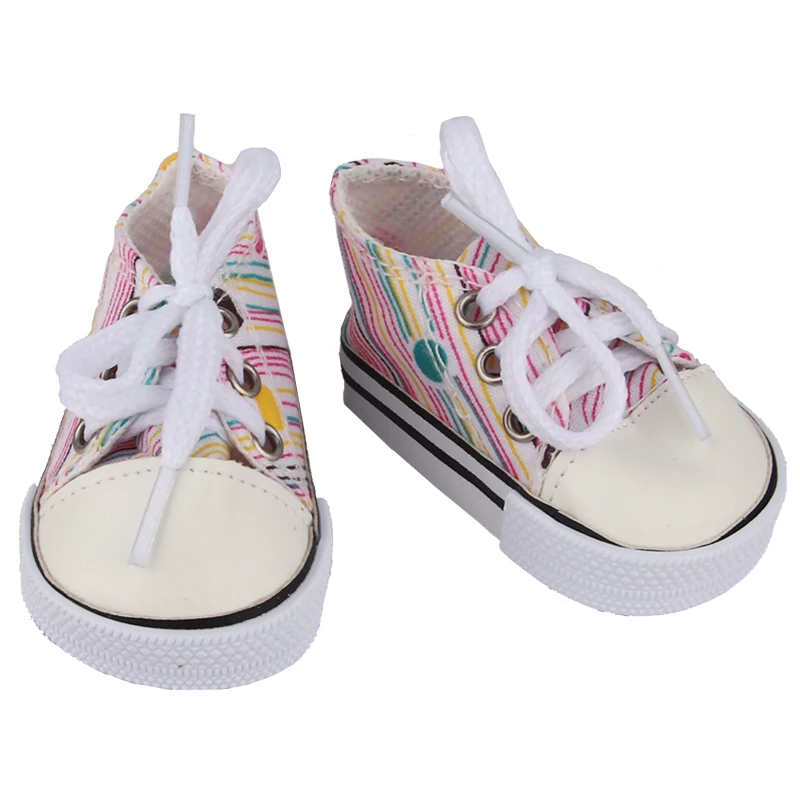 Canvas Cloth 7cm Shoes For 18 Inch American And 43cm New Born Baby Doll Shoes Clothes Accessories For Our generation Girl Dolls
