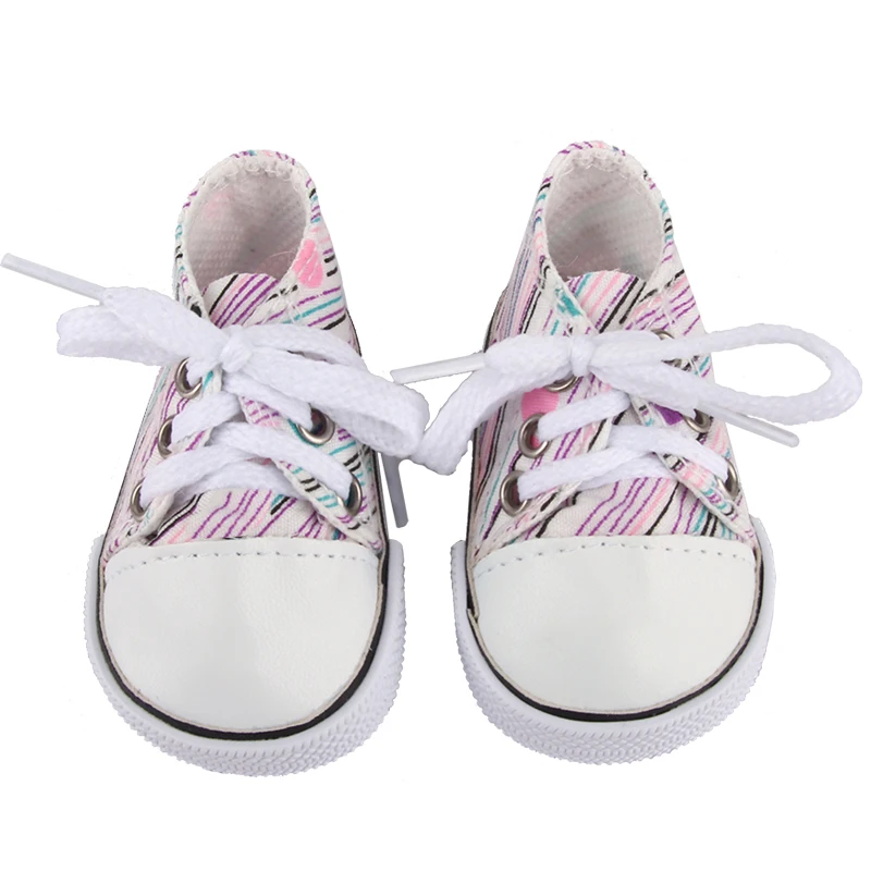Canvas Cloth 7cm Shoes For 18 Inch American And 43cm New Born Baby Doll Shoes Clothes Accessories For Our generation Girl Dolls