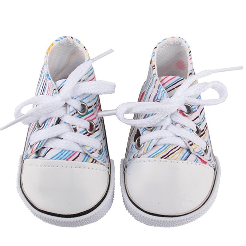 Canvas Cloth 7cm Shoes For 18 Inch American And 43cm New Born Baby Doll Shoes Clothes Accessories For Our generation Girl Dolls