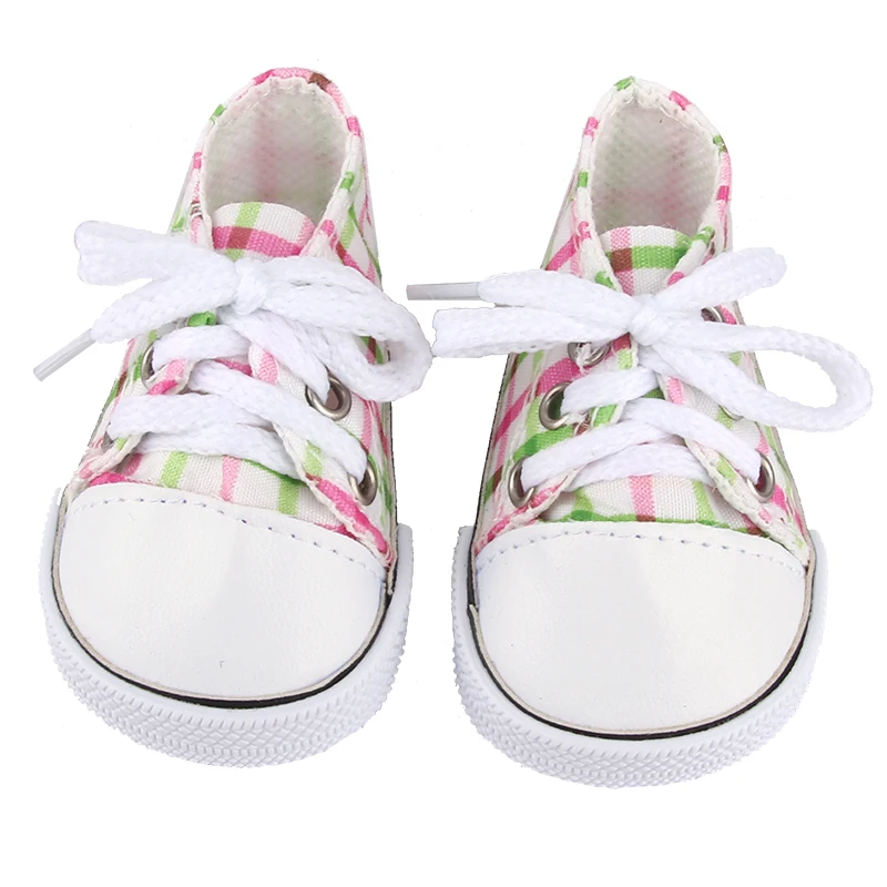Canvas Cloth 7cm Shoes For 18 Inch American And 43cm New Born Baby Doll Shoes Clothes Accessories For Our generation Girl Dolls