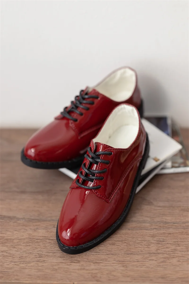 BJD Doll Leather Shoes Boys Pointy Toe Matte Black Glossy Red White In Stock Toys Daily Lace-up Handsome BJD Doll Accessories