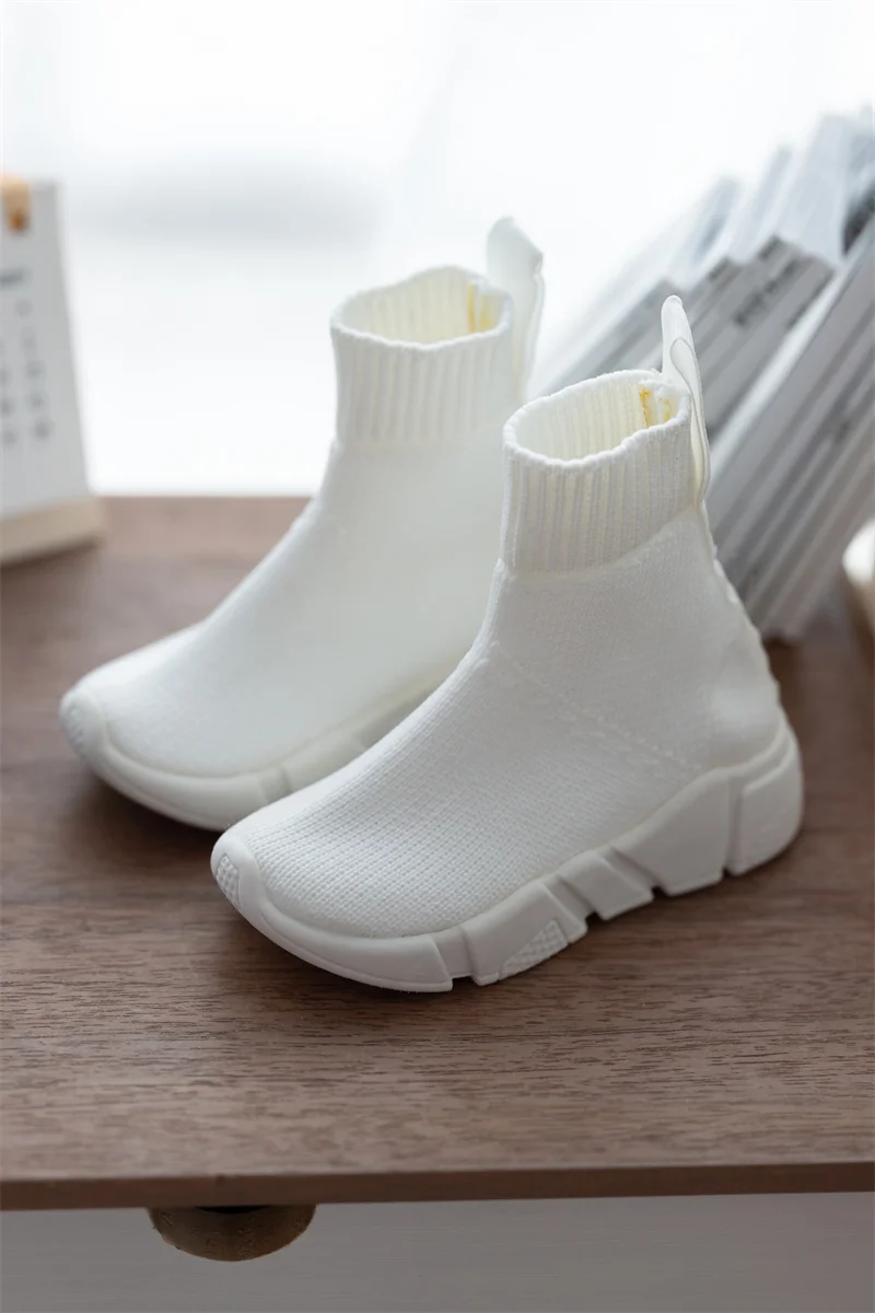 BJD Doll Shoes 1/3 1/4 In Stock Knitted Upper Casual Daily Toy Black White One-piece Soft-soled Ankle Boots BJD Doll Accessories