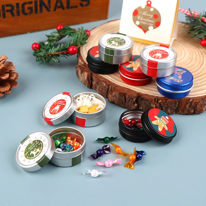 1:12 Dollhouse Miniature Christmas Cookies Biscuit Candy Gift Box Tin Box Model Home Living Scene Decor Toy