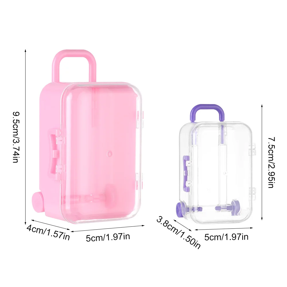 Fashion Mini Suitcase for Dolls Miniature Toys Trunk Dollhouse Decoration Lovely Small Clutch Jewellery Box Doll Handbag