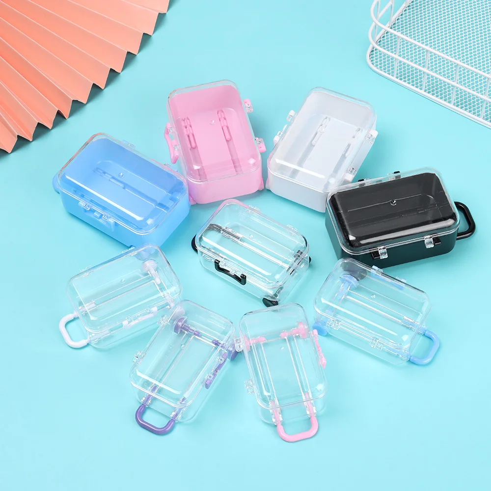 Fashion Mini Suitcase for Dolls Miniature Toys Trunk Dollhouse Decoration Lovely Small Clutch Jewellery Box Doll Handbag
