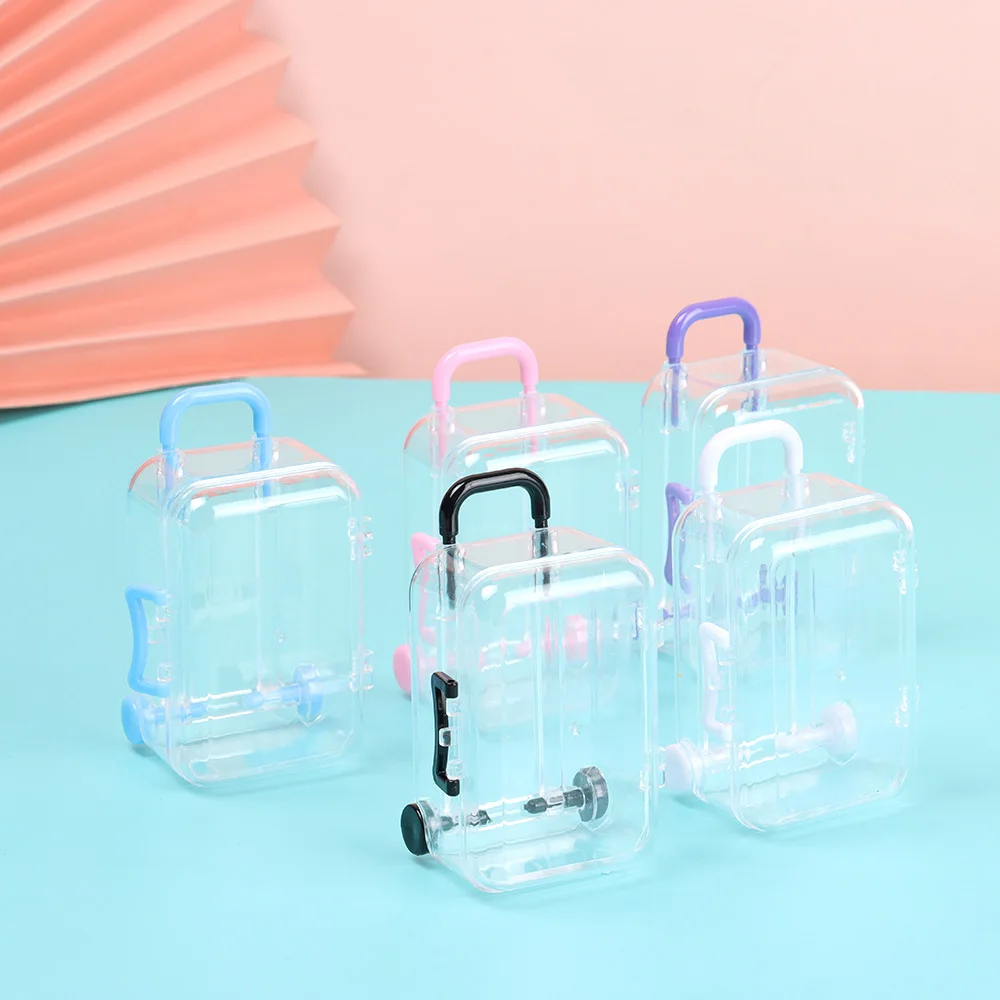 Fashion Mini Suitcase for Dolls Miniature Toys Trunk Dollhouse Decoration Lovely Small Clutch Jewellery Box Doll Handbag