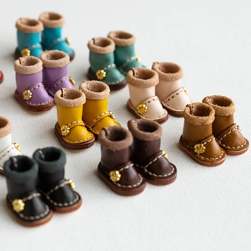 New 1/12bjd Bjd Doll Shoes High Top Handmade Leather Cowhide Boots Obitsu 11 Shoes OB11 Size GSC Doll 11cm Body 9
