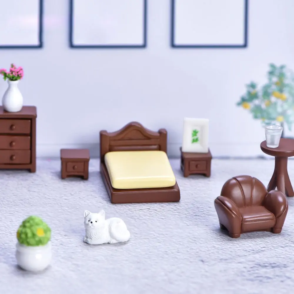 Miniature Dollhouse Furniture Dollhouse Ornament Dolls House Mini Toy Accessories Table chair shafa Model Kids Toy