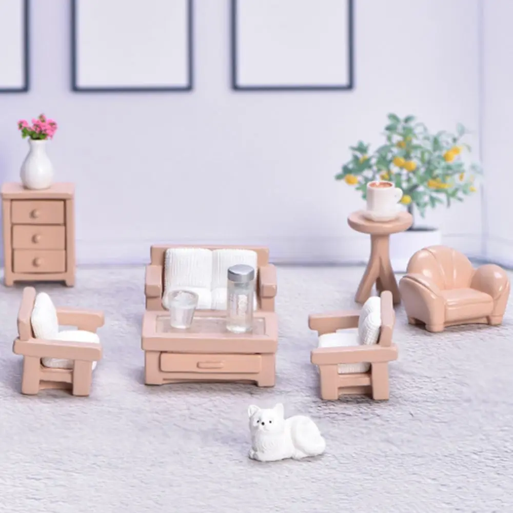 Miniature Dollhouse Furniture Dollhouse Ornament Dolls House Mini Toy Accessories Table chair shafa Model Kids Toy
