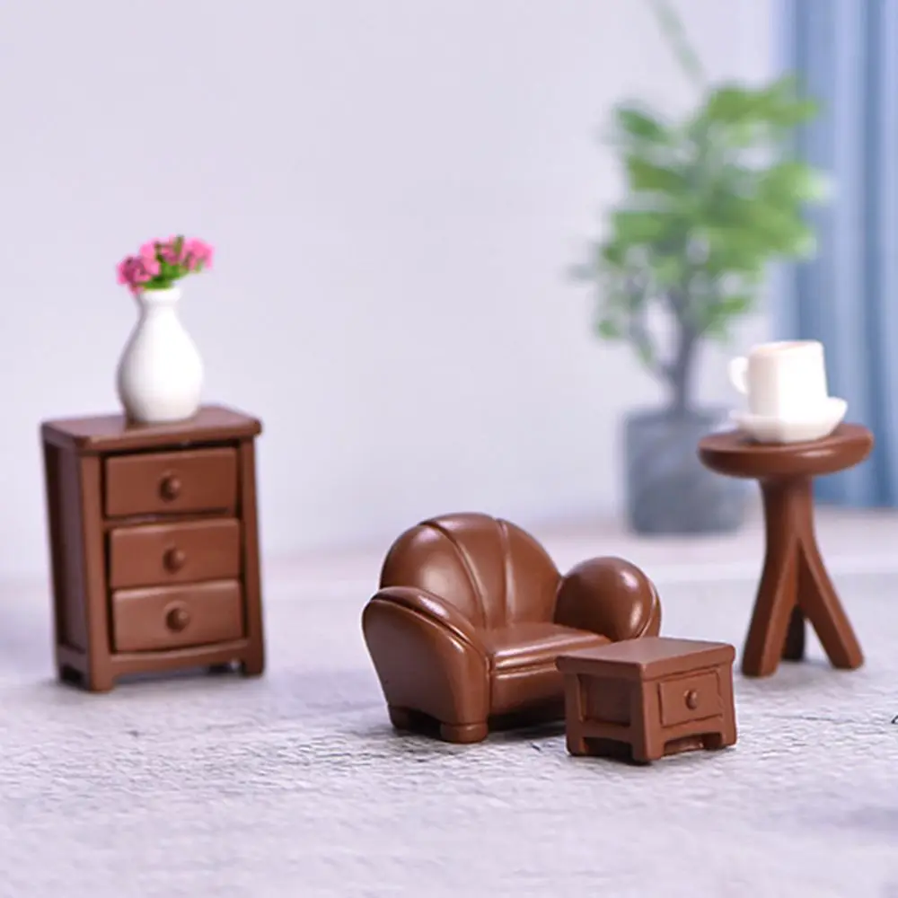 Miniature Dollhouse Furniture Dollhouse Ornament Dolls House Mini Toy Accessories Table chair shafa Model Kids Toy