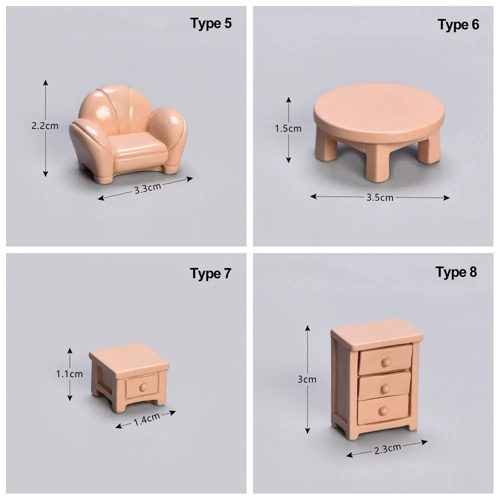 Miniature Dollhouse Furniture Dollhouse Ornament Dolls House Mini Toy Accessories Table chair shafa Model Kids Toy