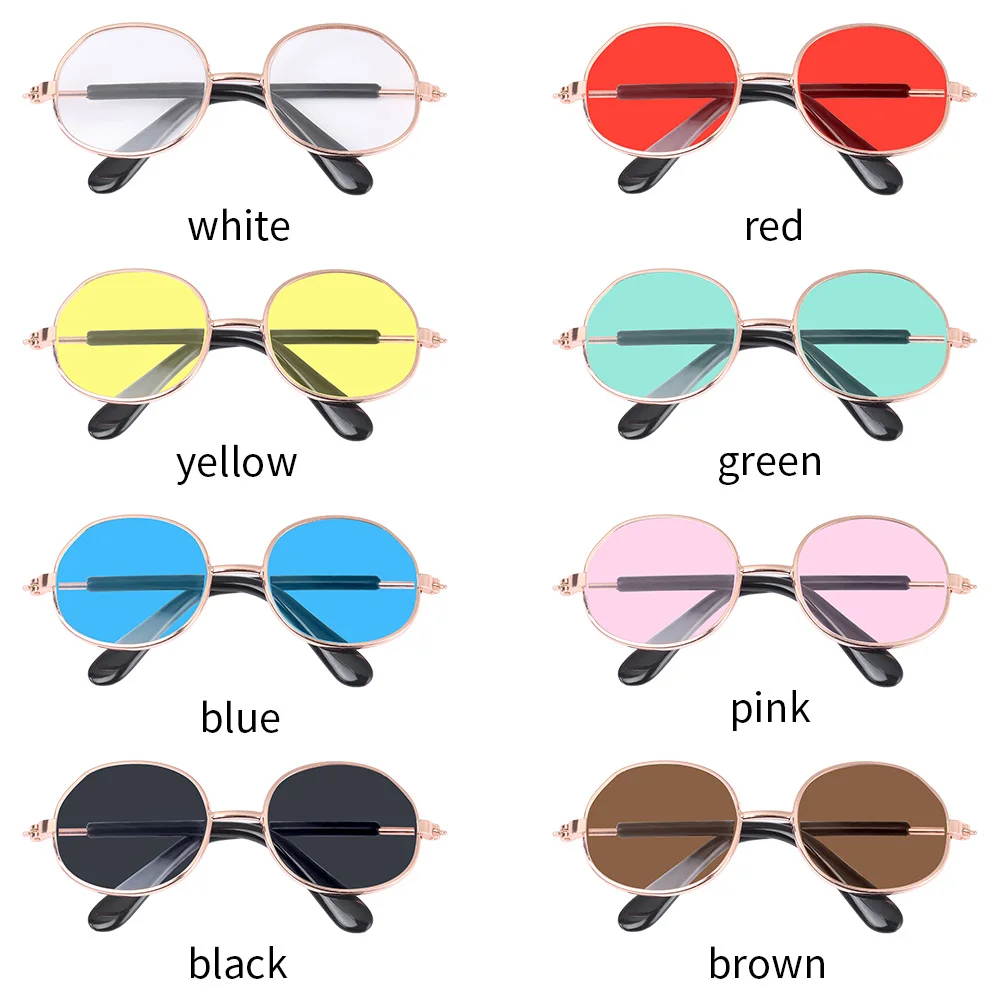 8.5cm Miniature Doll Sunglasses Metal Round Frame Glasses Lovely Doll Eyeglasses For Blythe Doll Accessories Kids Toys