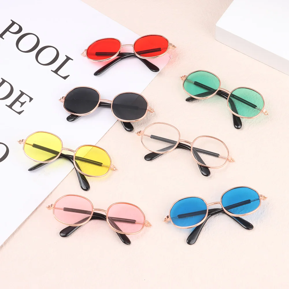 8.5cm Miniature Doll Sunglasses Metal Round Frame Glasses Lovely Doll Eyeglasses For Blythe Doll Accessories Kids Toys