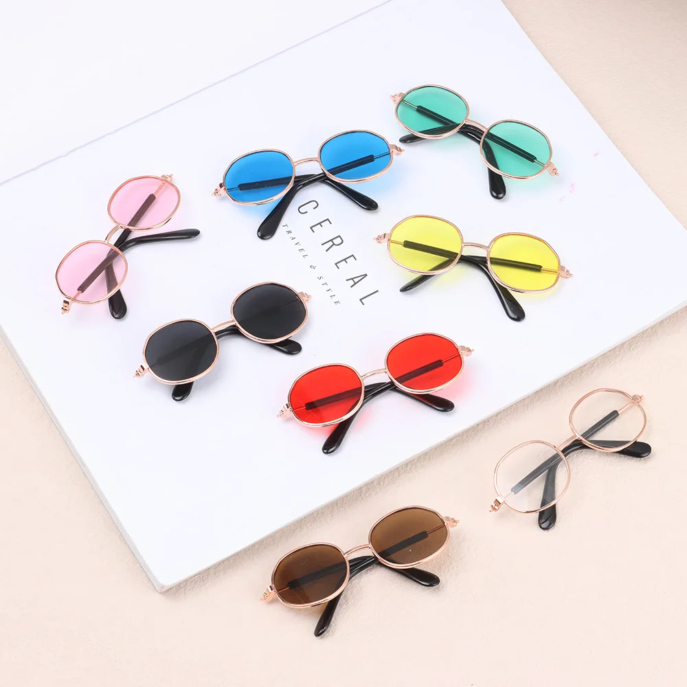 8.5cm Miniature Doll Sunglasses Metal Round Frame Glasses Lovely Doll Eyeglasses For Blythe Doll Accessories Kids Toys