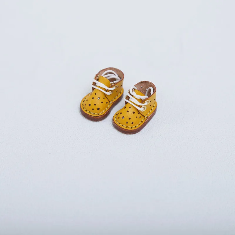 Ob11 handmade leather breathable sneakers Fashion Doll Cowhide high heel Shoes For Ob11, Obitsu 11, Holala, Gcs, 1/12bjd Dolls
