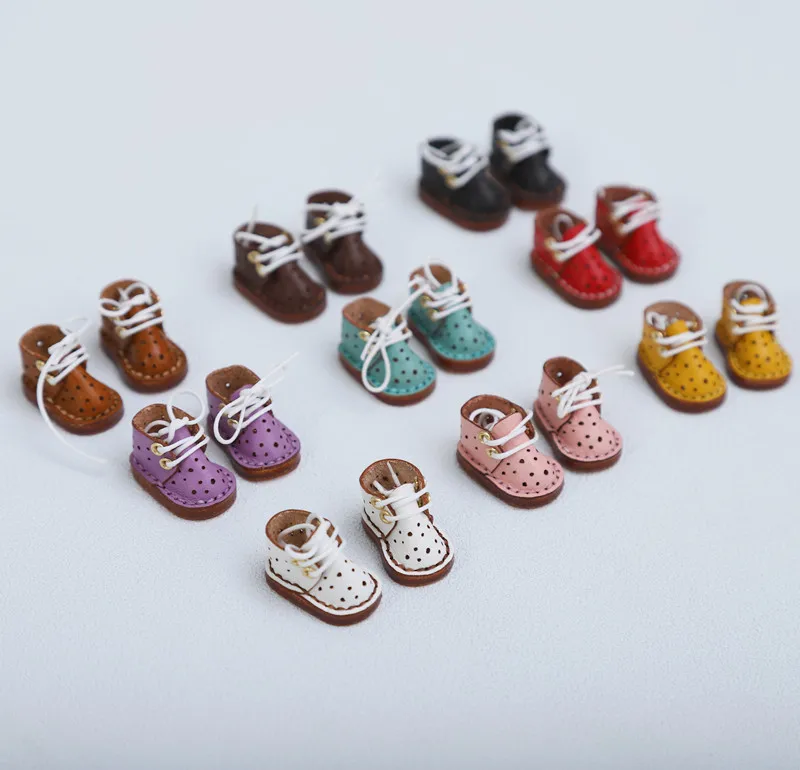Ob11 handmade leather breathable sneakers Fashion Doll Cowhide high heel Shoes For Ob11, Obitsu 11, Holala, Gcs, 1/12bjd Dolls