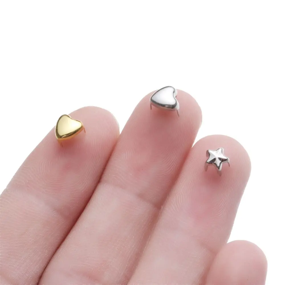 50Pcs Star/Heart Shape Bags Buckle Mini Metal Buckles for DIY Doll Clothes 4/5/6mm Tiny Buttons Doll Clothing Accessories