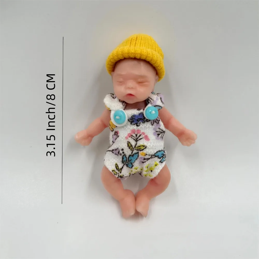 3.15 Inch 8 cm Full Silicone Body Mini Reborn Girl Handmade Lifelike Bebe Reborn Doll