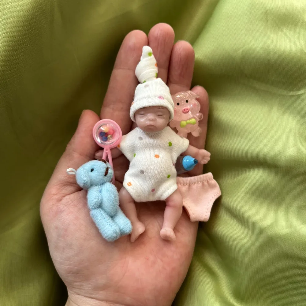 3.15 Inch 8 cm Full Silicone Body Mini Reborn Girl Handmade Lifelike Bebe Reborn Doll