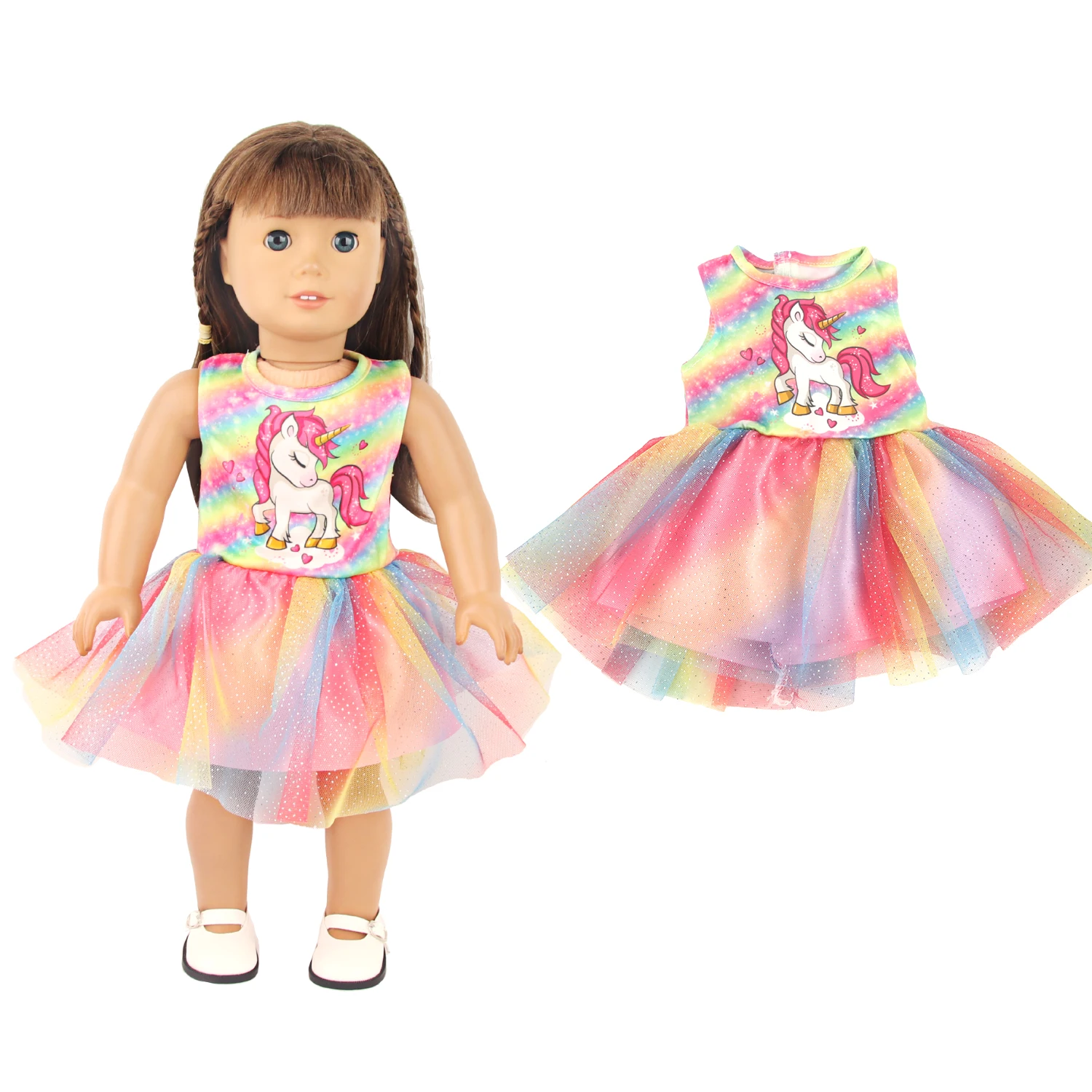 Lovely Cartoon Doll Accessories Dress Outfit Unicorn Clothing Skirt For 43Cm Rebirth Doll 18Inch Baby Girl Doll DIY Toy Gifts