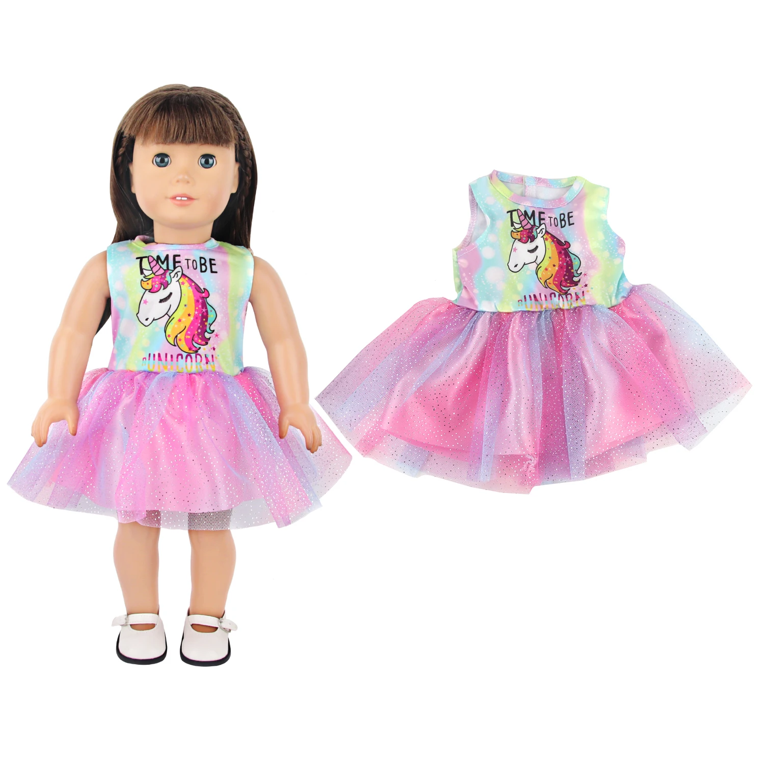 Lovely Cartoon Doll Accessories Dress Outfit Unicorn Clothing Skirt For 43Cm Rebirth Doll 18Inch Baby Girl Doll DIY Toy Gifts