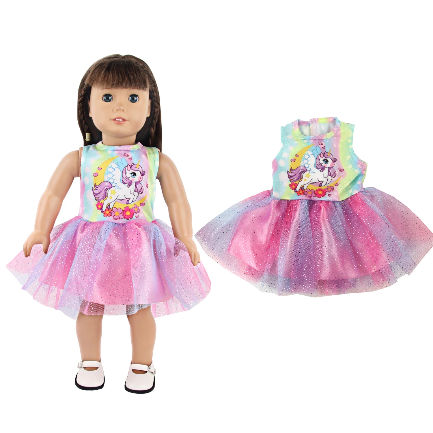 Lovely Cartoon Doll Accessories Dress Outfit Unicorn Clothing Skirt For 43Cm Rebirth Doll 18Inch Baby Girl Doll DIY Toy Gifts