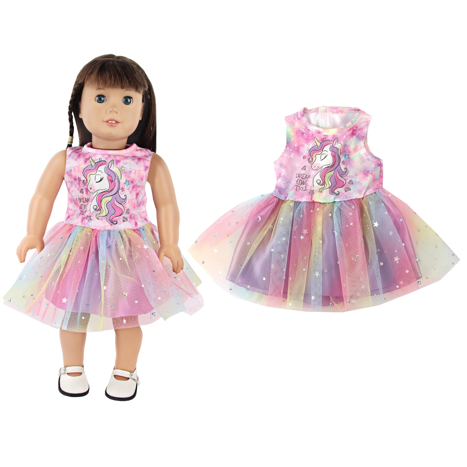 Lovely Cartoon Doll Accessories Dress Outfit Unicorn Clothing Skirt For 43Cm Rebirth Doll 18Inch Baby Girl Doll DIY Toy Gifts