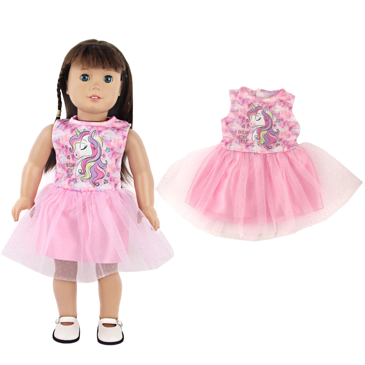 Lovely Cartoon Doll Accessories Dress Outfit Unicorn Clothing Skirt For 43Cm Rebirth Doll 18Inch Baby Girl Doll DIY Toy Gifts