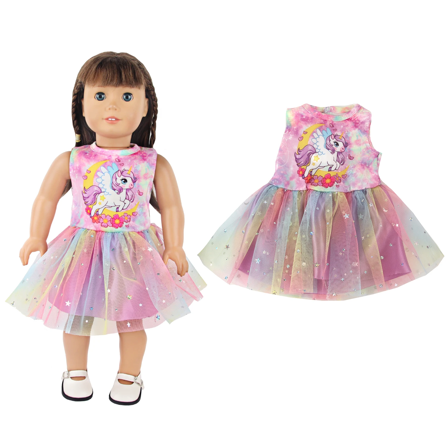 Lovely Cartoon Doll Accessories Dress Outfit Unicorn Clothing Skirt For 43Cm Rebirth Doll 18Inch Baby Girl Doll DIY Toy Gifts
