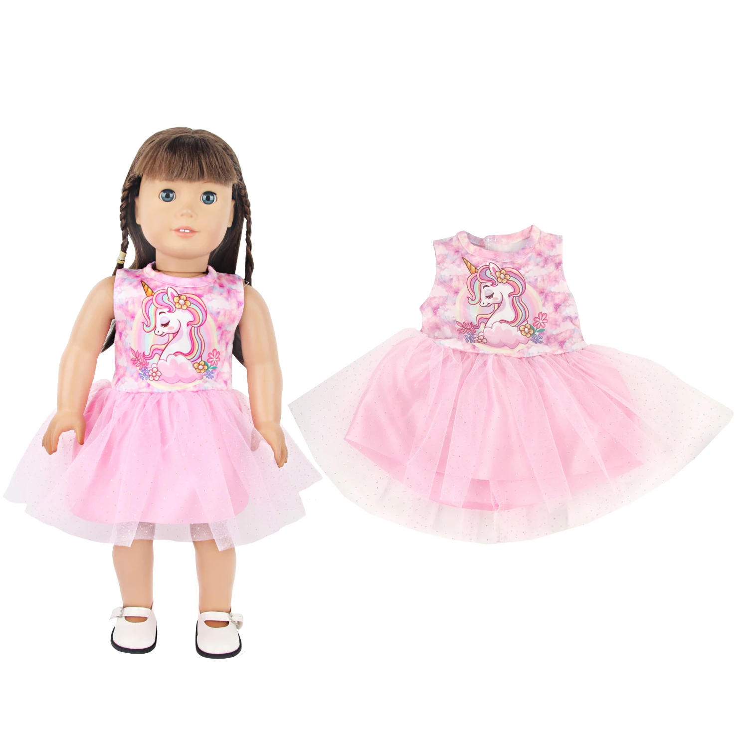 Lovely Cartoon Doll Accessories Dress Outfit Unicorn Clothing Skirt For 43Cm Rebirth Doll 18Inch Baby Girl Doll DIY Toy Gifts