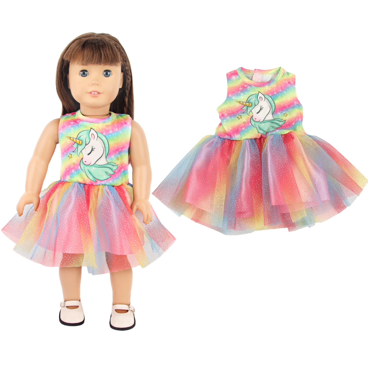 Lovely Cartoon Doll Accessories Dress Outfit Unicorn Clothing Skirt For 43Cm Rebirth Doll 18Inch Baby Girl Doll DIY Toy Gifts