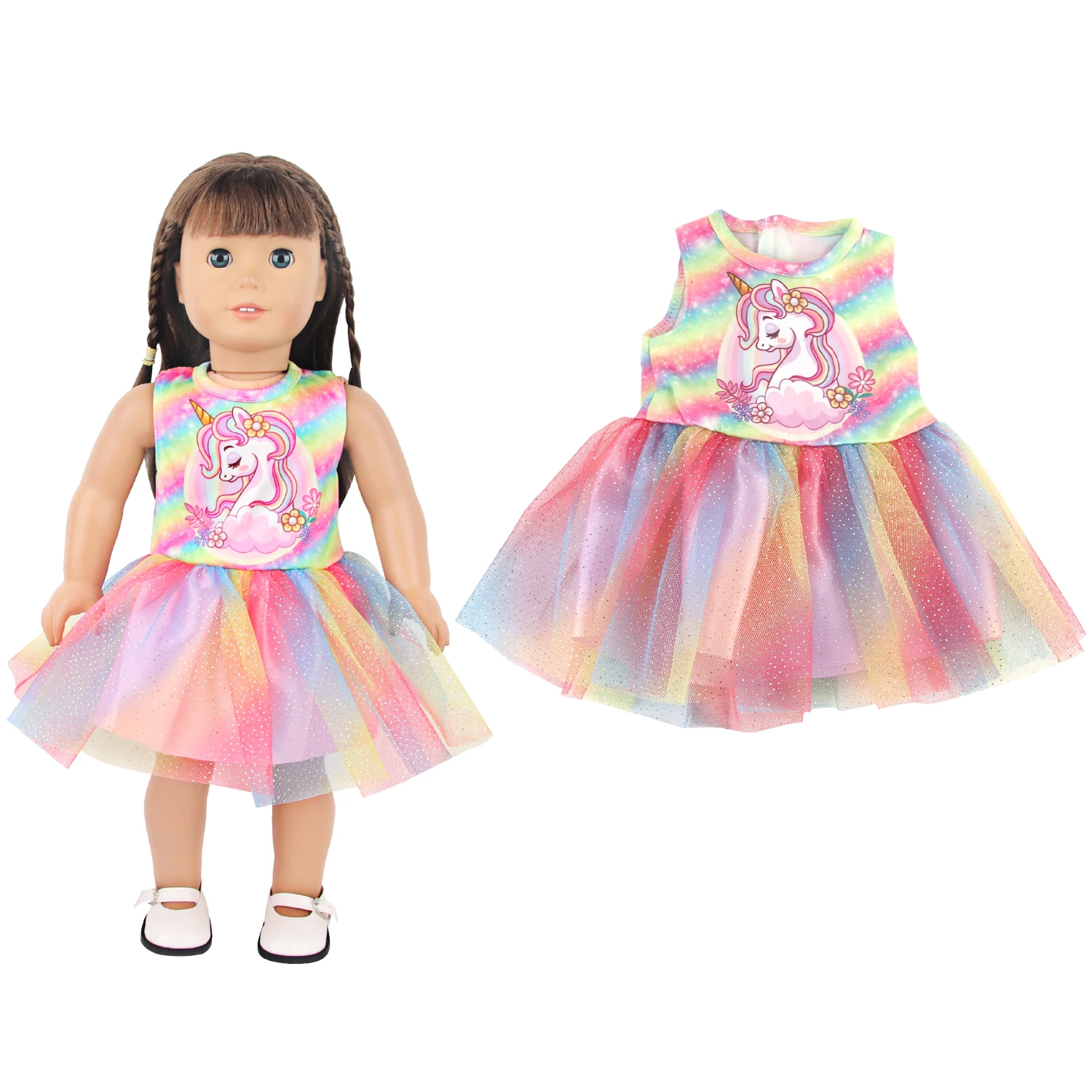 Lovely Cartoon Doll Accessories Dress Outfit Unicorn Clothing Skirt For 43Cm Rebirth Doll 18Inch Baby Girl Doll DIY Toy Gifts