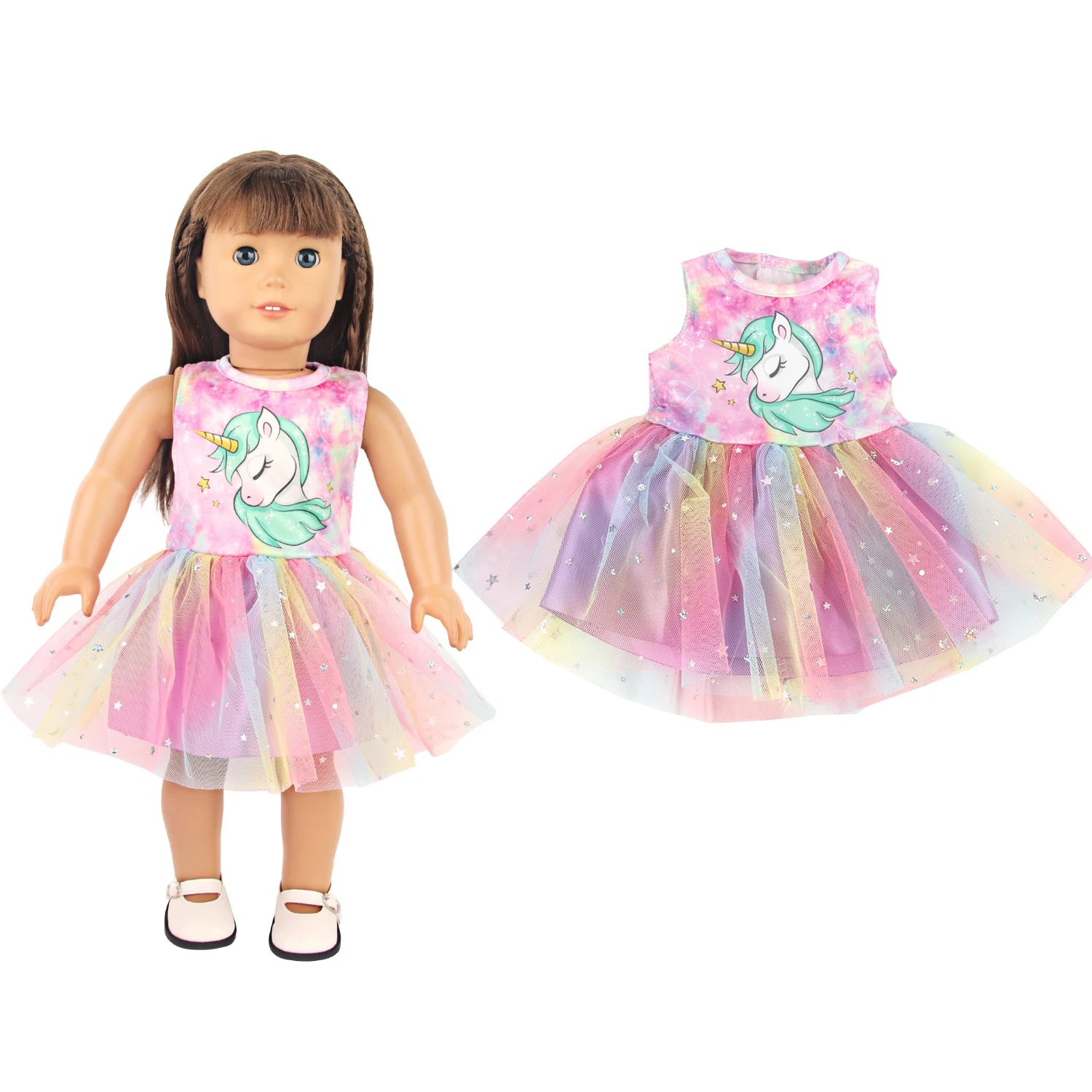 Lovely Cartoon Doll Accessories Dress Outfit Unicorn Clothing Skirt For 43Cm Rebirth Doll 18Inch Baby Girl Doll DIY Toy Gifts