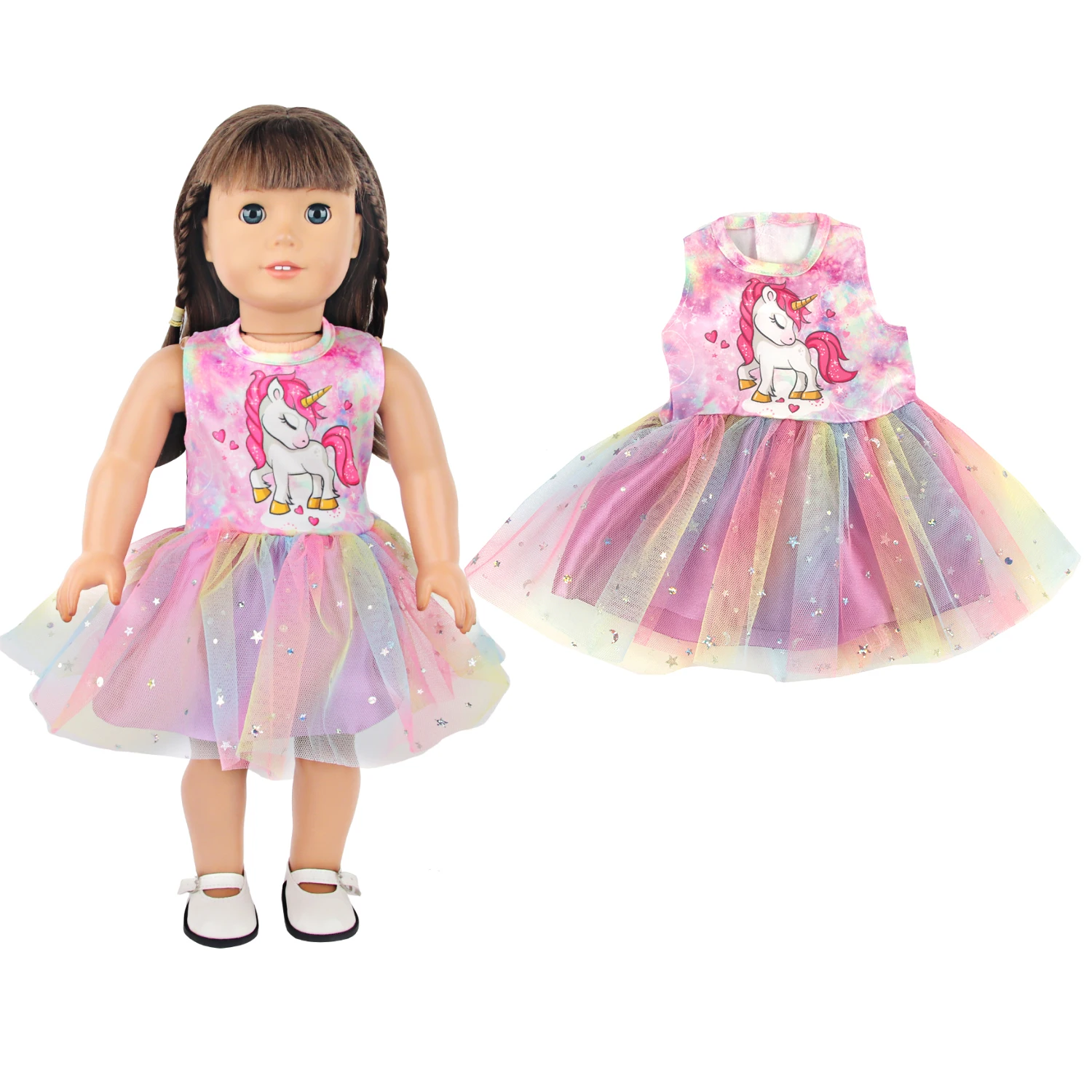 Lovely Cartoon Doll Accessories Dress Outfit Unicorn Clothing Skirt For 43Cm Rebirth Doll 18Inch Baby Girl Doll DIY Toy Gifts