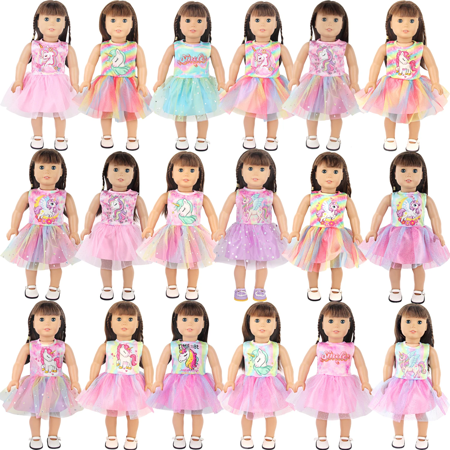 Lovely Cartoon Doll Accessories Dress Outfit Unicorn Clothing Skirt For 43Cm Rebirth Doll 18Inch Baby Girl Doll DIY Toy Gifts