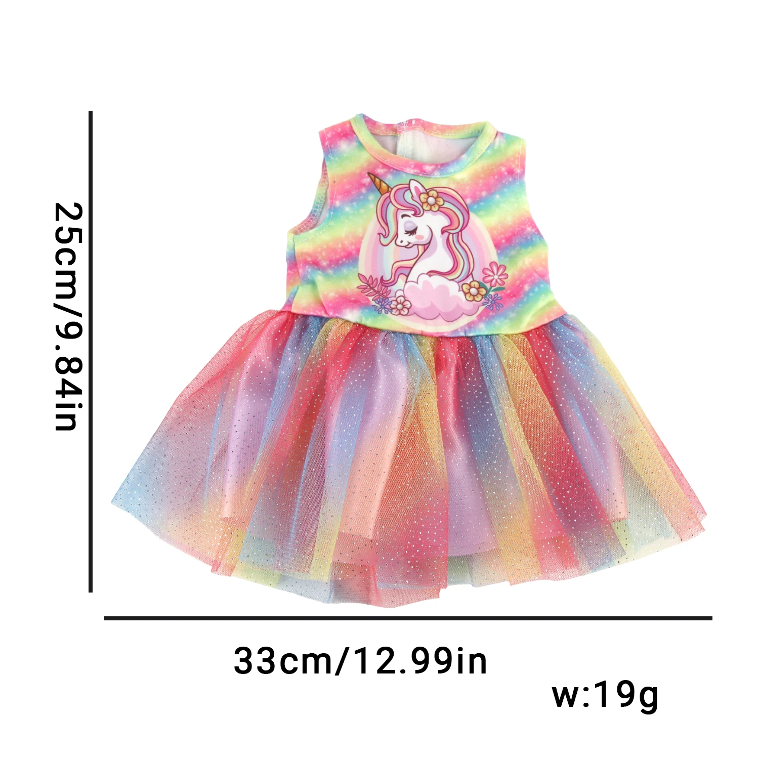 Lovely Cartoon Doll Accessories Dress Outfit Unicorn Clothing Skirt For 43Cm Rebirth Doll 18Inch Baby Girl Doll DIY Toy Gifts