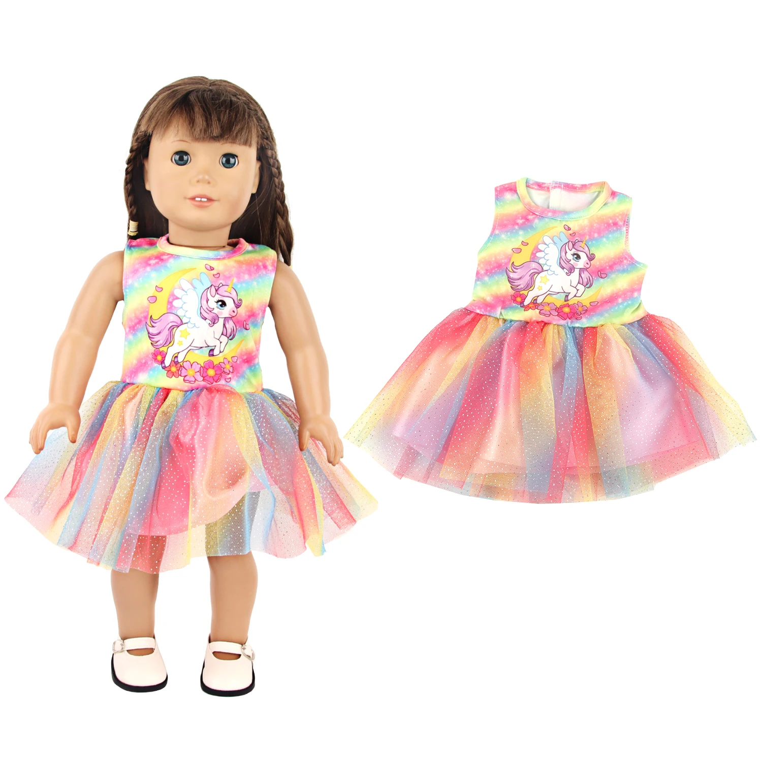 Lovely Cartoon Doll Accessories Dress Outfit Unicorn Clothing Skirt For 43Cm Rebirth Doll 18Inch Baby Girl Doll DIY Toy Gifts