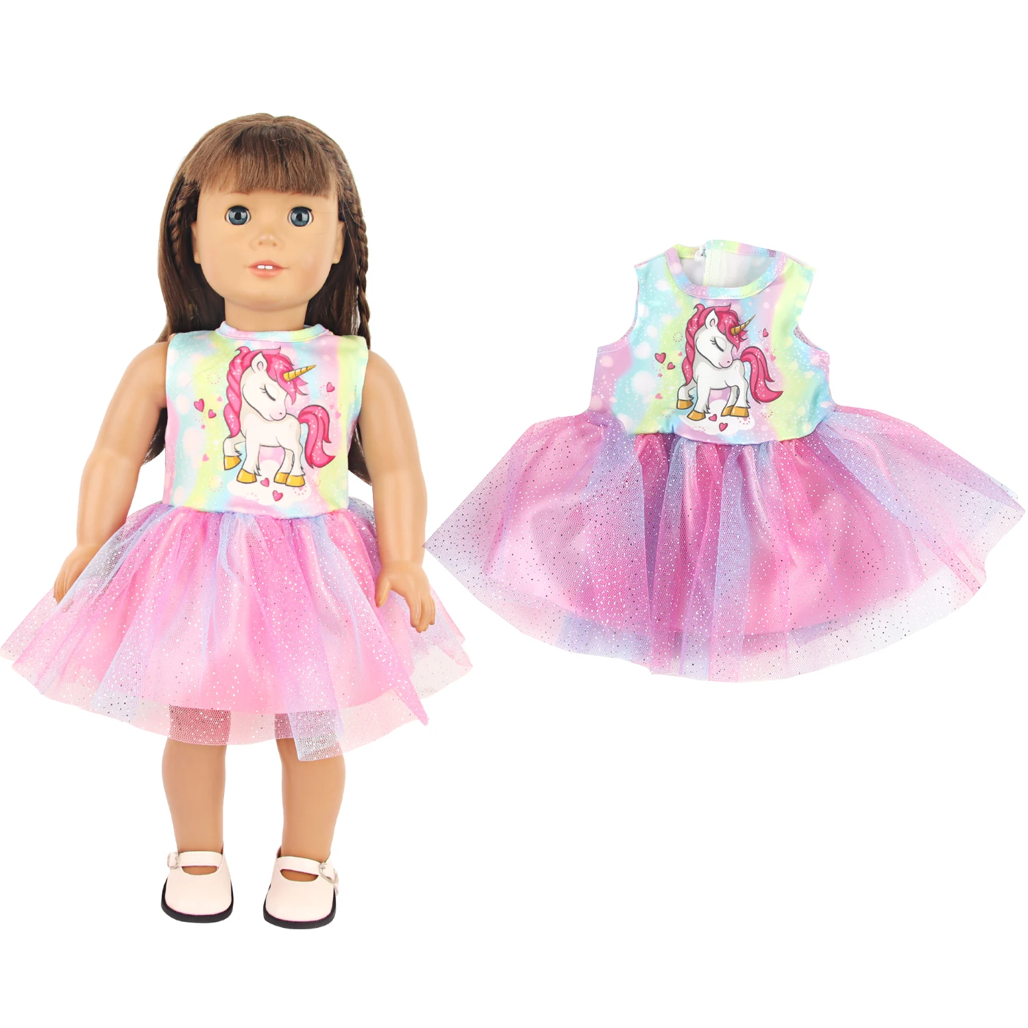 Lovely Cartoon Doll Accessories Dress Outfit Unicorn Clothing Skirt For 43Cm Rebirth Doll 18Inch Baby Girl Doll DIY Toy Gifts