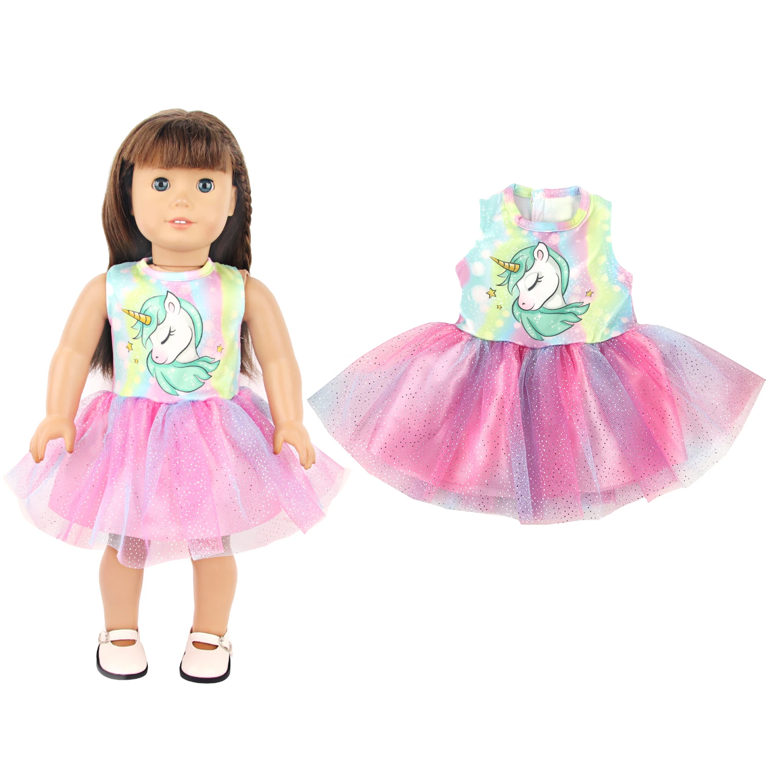 Lovely Cartoon Doll Accessories Dress Outfit Unicorn Clothing Skirt For 43Cm Rebirth Doll 18Inch Baby Girl Doll DIY Toy Gifts
