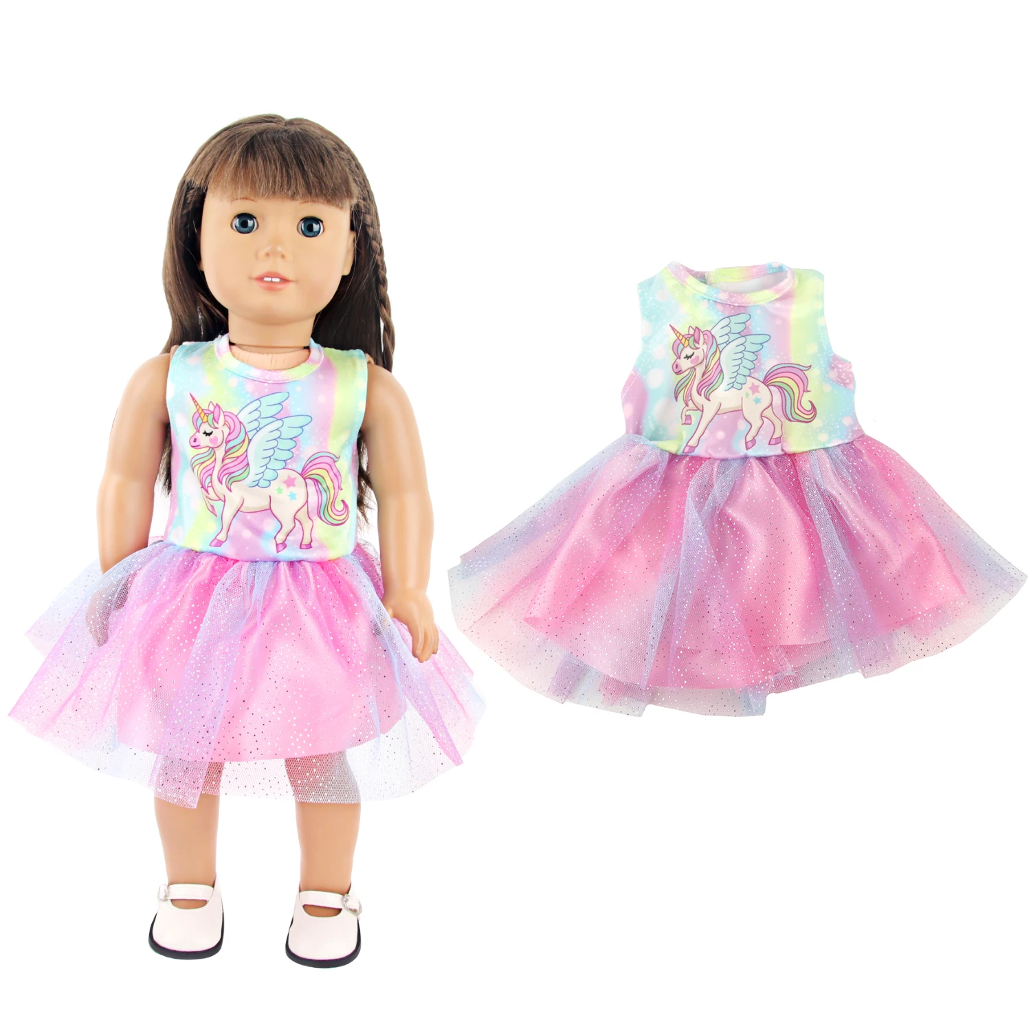 Lovely Cartoon Doll Accessories Dress Outfit Unicorn Clothing Skirt For 43Cm Rebirth Doll 18Inch Baby Girl Doll DIY Toy Gifts