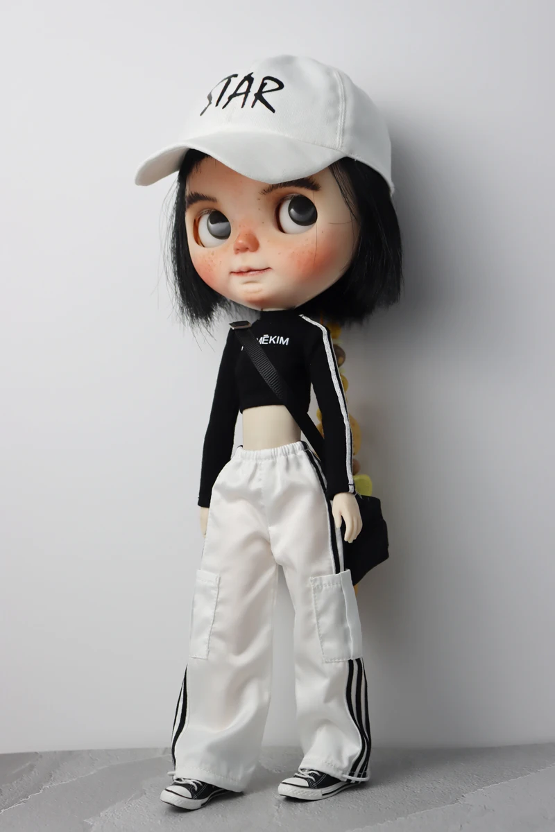 For Blythe Doll Clothes Sport T-Shirt Tops Baseball Cap for Ob24 Ob22 Azone Doll Casual Pants