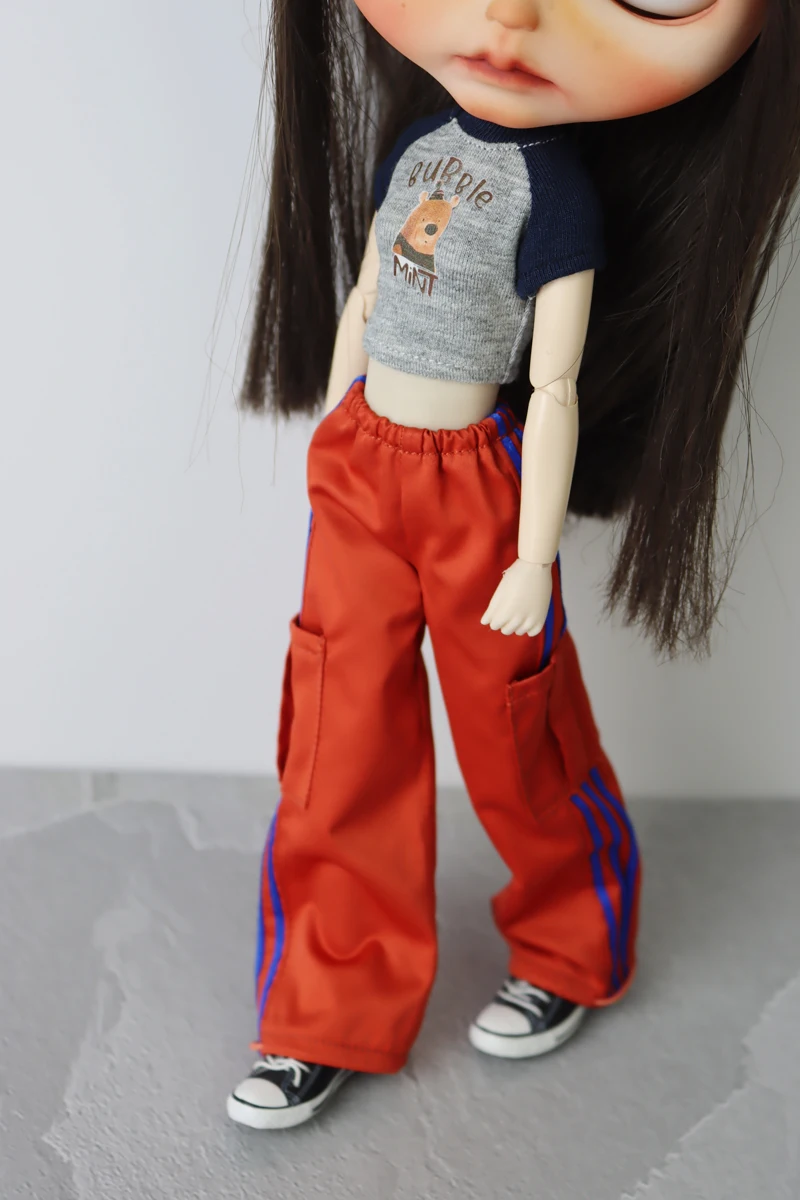 For Blythe Doll Clothes Sport T-Shirt Tops Baseball Cap for Ob24 Ob22 Azone Doll Casual Pants