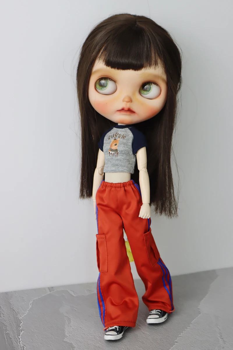 For Blythe Doll Clothes Sport T-Shirt Tops Baseball Cap for Ob24 Ob22 Azone Doll Casual Pants