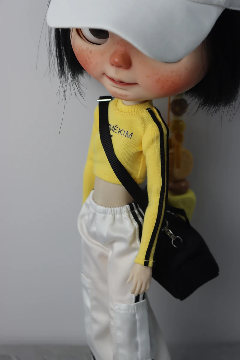 For Blythe Doll Clothes Sport T-Shirt Tops Baseball Cap for Ob24 Ob22 Azone Doll Casual Pants