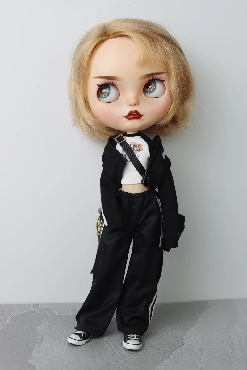 For Blythe Doll Clothes Sport T-Shirt Tops Baseball Cap for Ob24 Ob22 Azone Doll Casual Pants