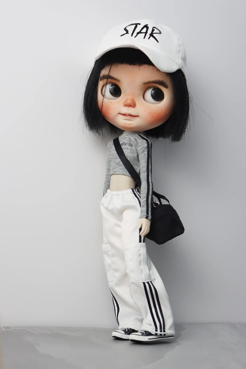For Blythe Doll Clothes Sport T-Shirt Tops Baseball Cap for Ob24 Ob22 Azone Doll Casual Pants