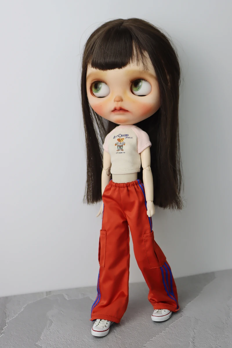 For Blythe Doll Clothes Sport T-Shirt Tops Baseball Cap for Ob24 Ob22 Azone Doll Casual Pants
