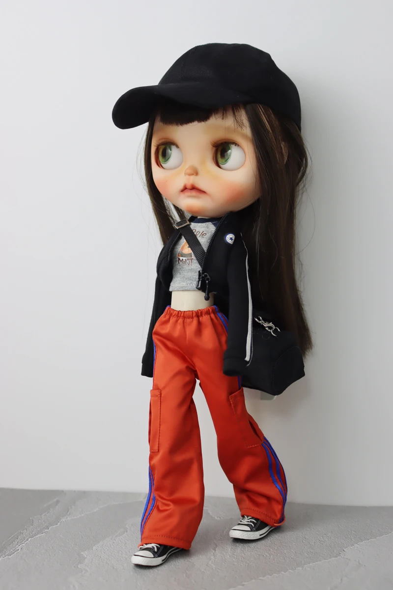 For Blythe Doll Clothes Sport T-Shirt Tops Baseball Cap for Ob24 Ob22 Azone Doll Casual Pants