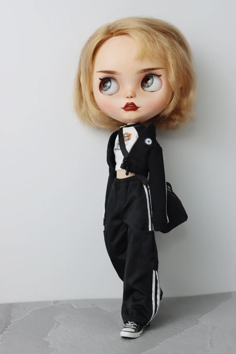 For Blythe Doll Clothes Sport T-Shirt Tops Baseball Cap for Ob24 Ob22 Azone Doll Casual Pants